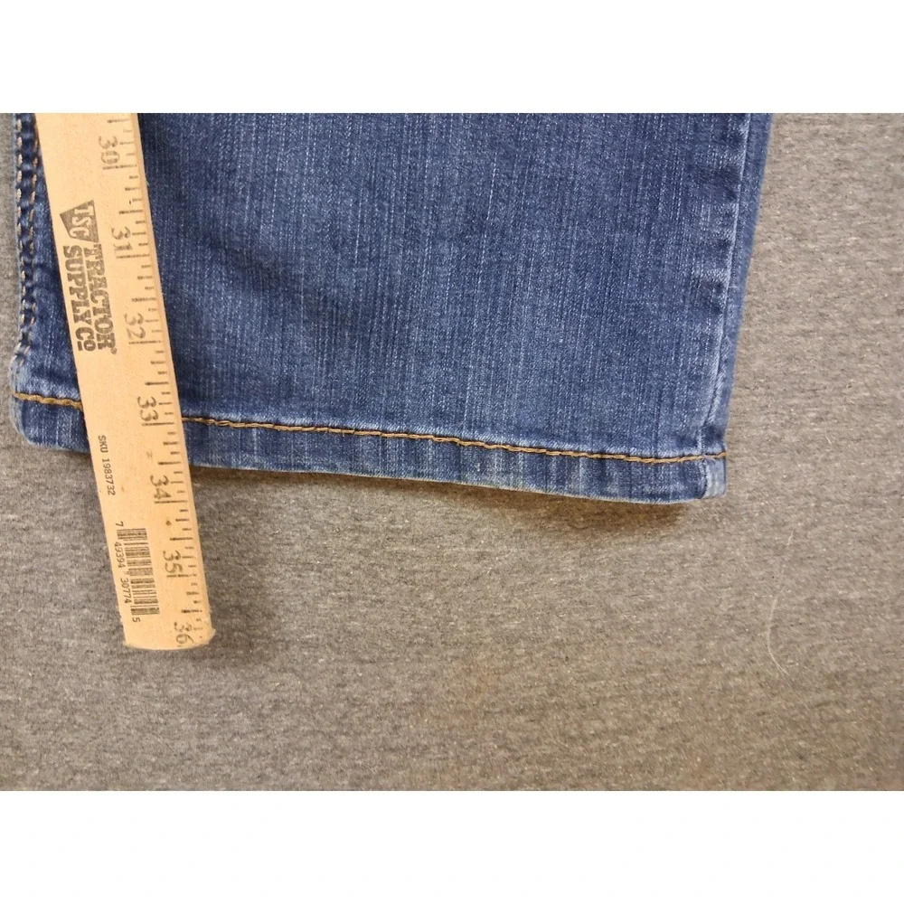 Ariat Womens Jeans 33R Blue Denim Rosa Perfect Boot Cut Thick Stitch Western - Picture 6 of 11